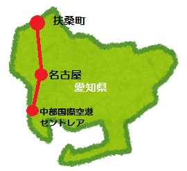 町のアクセスを示した地図